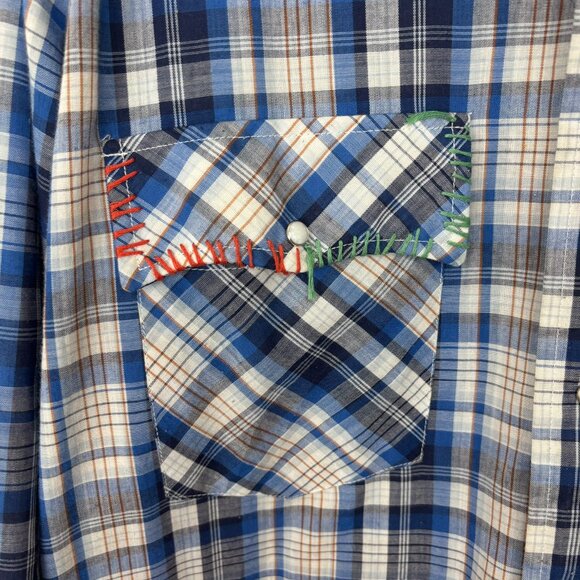 Upcycled Vintage Levi Plaid Button Front Shirt Wearable Art - Picture 12 of 16